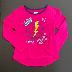Girls Dark Pink Long Sleeve Top w/ Smiley Face
